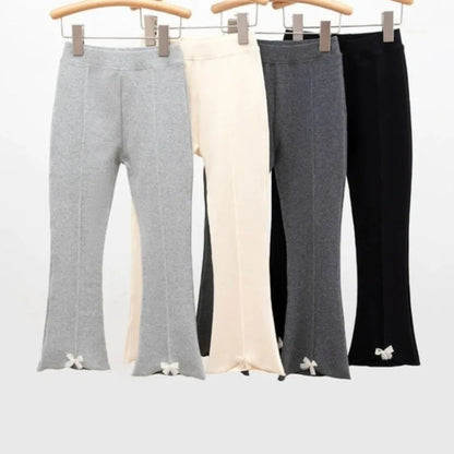 2026 New Girls' 100% Cotton Micro Flare Wide Leg Tights Loose Fit Children's Bottoms for Spring Fall