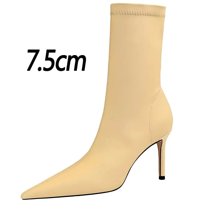 BIGTREE Shoes Women Boots Fashion Ankle Boots Pointed Toe Stretch Boots Autumn Stiletto Socks Boots High Heels Ladies Shoes 2026