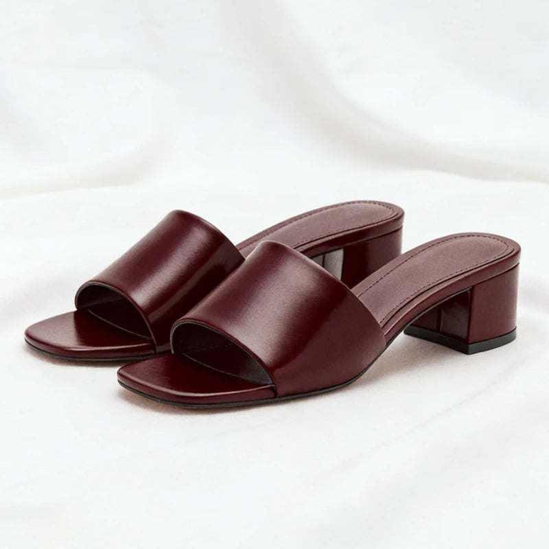 Designer Chunky High Heeled Women's Slippers Sexy Open Toe Slide Sandals for Ladies Summer Concise Style Comfort Beach Sandals