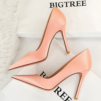 BIGTREE Shoes Woman Pumps Silk Ladies Shoes High Heels Spring New Stiletto Heels Party Shoes Plus Size 43  Salto Alto Feminino