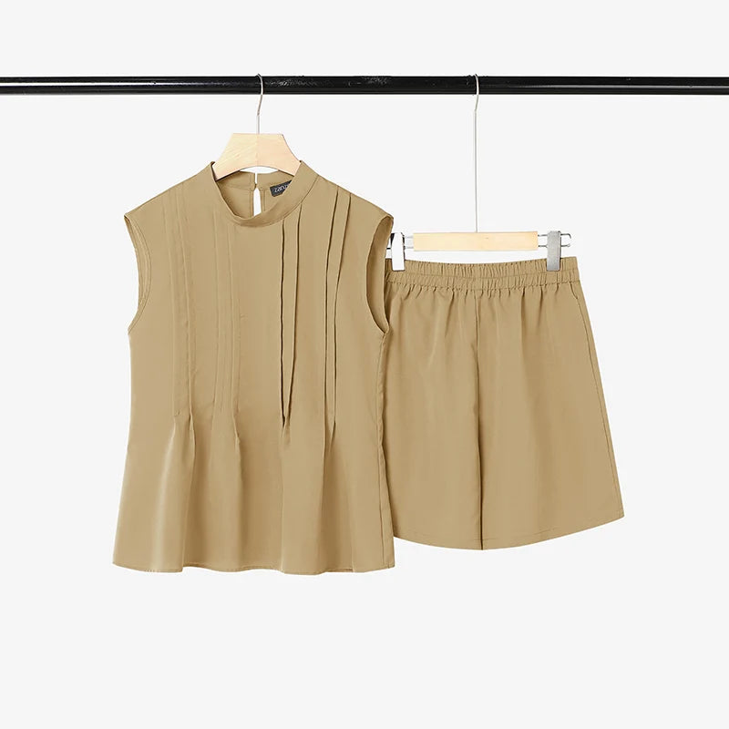 2026 ZANZEA Summer O Neck Sleeveless Tanks Tops Short Sets Stylish Women 2 Pieces Sets 2PCS Casual Holiday Outfits Tracksuit