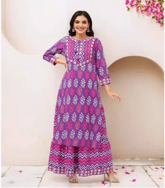 Exotic Indian ethnic style 100% cotton printed clothing 2-piece set
