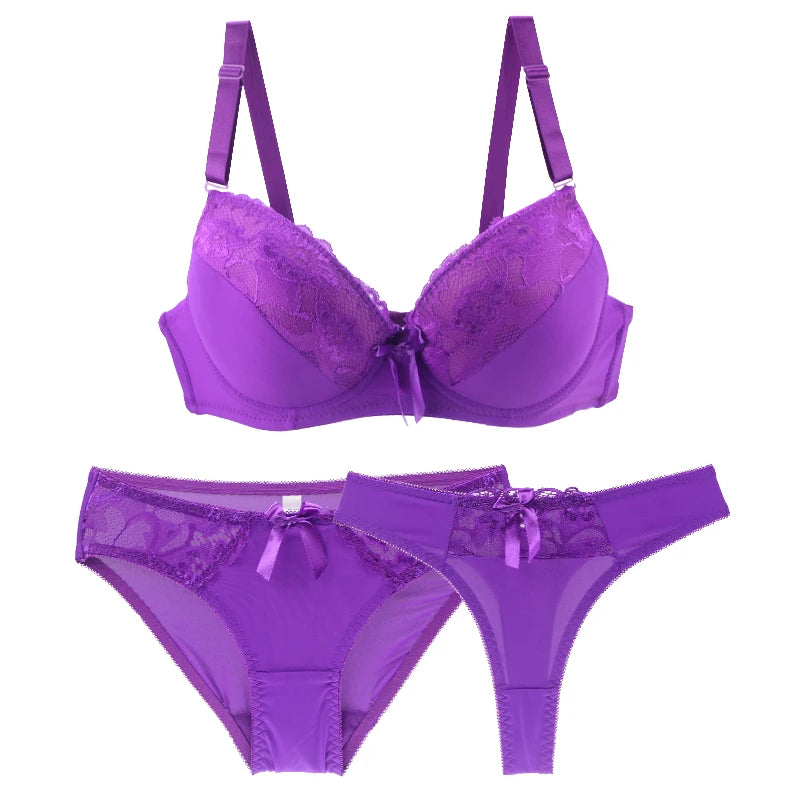 Nouvell Seamless New Sexy Push Up Bra Sets 2 Piece Beige White Purple Red Black Blue Underwear Thong For Women BCDE Cup Lingerie
