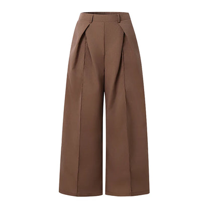 2026 ZANZEA Summer Causal Elastic Waist Baggy Trousers Fashion Women Loose Wide Leg Pants Elegant Solid OL Work Pantalon Street