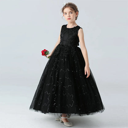 BX683 Kids Dresses For Girls Lace Dress Gown Princess Clothes Children Formal Evening Party Flower Girls Wedding Vestidois