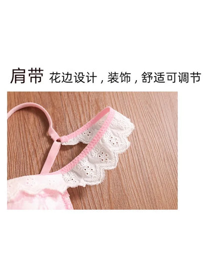 MOYISU Rhinestone Lace Corset Bra Set Pink Halter Bustier Slim-Fit Waist Trainer Sexy Lingerie for Women Party Wedding Outerwear
