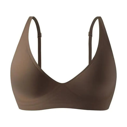 Women's Deep V Jelly Strip Bra Thin Seamless Push-Up Anti-Sagging Breathable Comfortable Underwear
