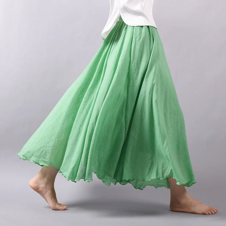 2026 Women Cotton Blending Long Skirts High Waist Good Quality Women Summer Boho Maxi Skirts Brand Faldas Femme Streetwear