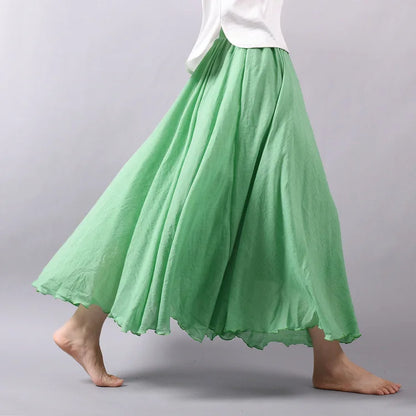 2026 Women Cotton Blending Long Skirts High Waist Good Quality Women Summer Boho Maxi Skirts Brand Faldas Femme Streetwear