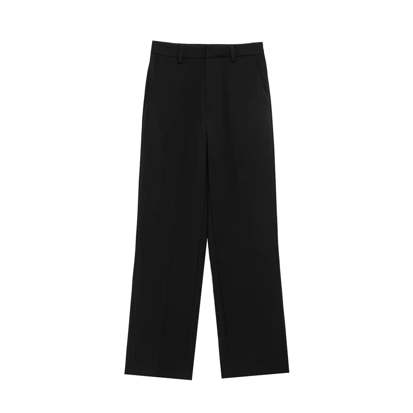 TFMLN Fashion Set For Women Summer 2025 New Slim Lapel Zipper Short Sleeve Coat Top Wide Leg Pants Two Piece Set Leisure Black