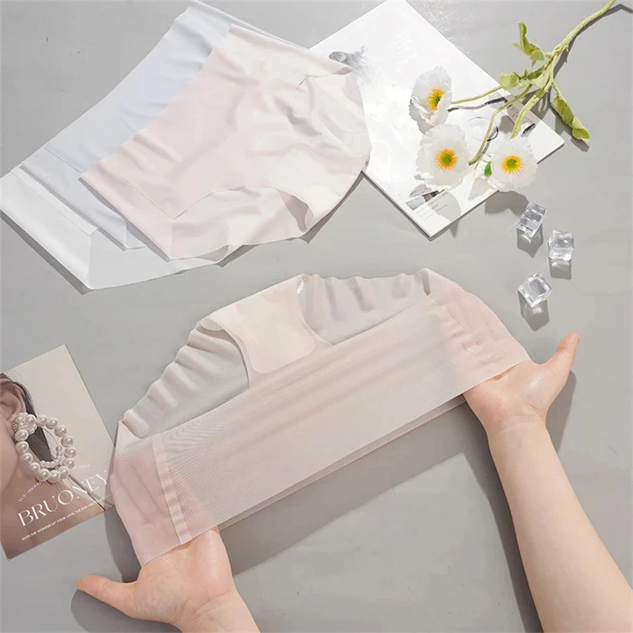 Ice Silk Seamless Underwear Women Ladies Summer Ultra In Sense Quick Drying Pants Briefs Girls Breathable Panties Lingeries M-XL