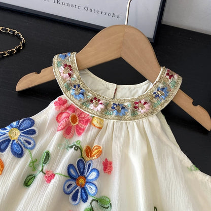 Kids Dresses for Girls Summer Casual Embroidered Halter-neck Dress Children's Clothes Girl Clothes
