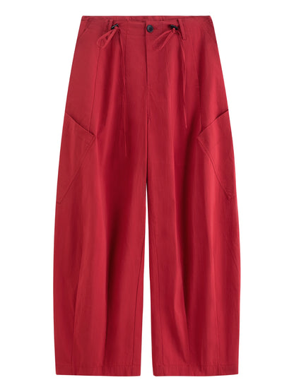 FSLE 2026 Summer Women's Casual Mid-Rise Balloon Pants with Barrel Leg Silhouette - Relaxed Fit for Daily and Summer Wear