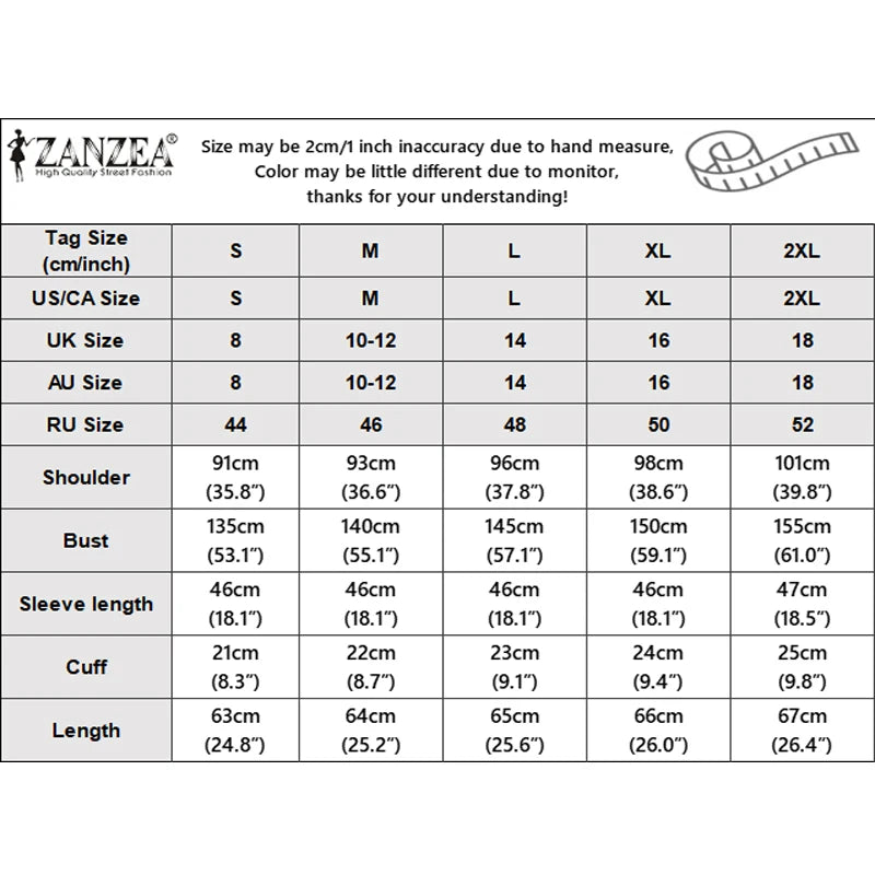 ZANZEA Women's Stylish Chic Oversized Blue Blouses Turn-Down V-Neck Lantern Sleeves High-Low Hem Tops Minimalist Solid Blouse