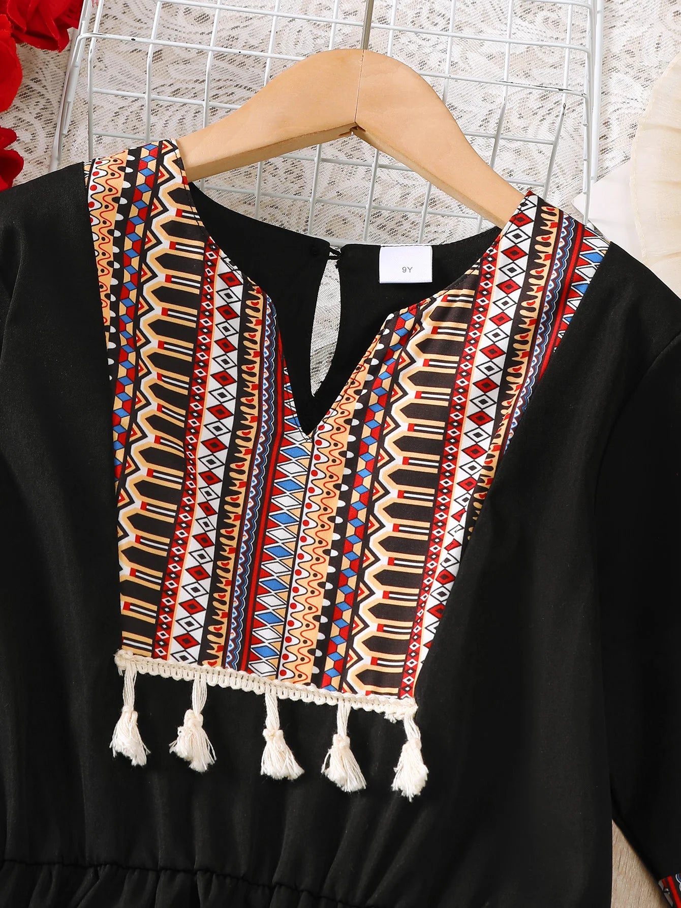Middle East Girls Casual Mid-Sleeve Midi Dress Summer Ethnic Style Children's Clothing Long Dress for Big Kids