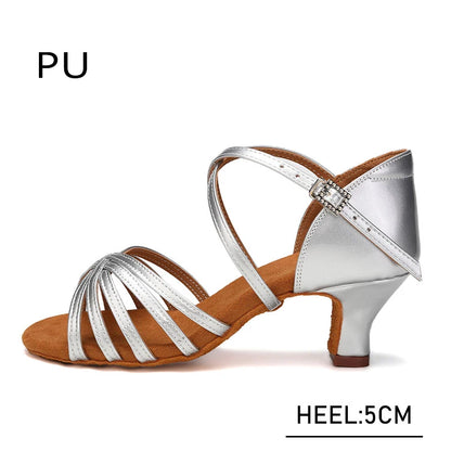 SWDZM Women Latin Dance Shoes High Heels Tango Party Dance Shoes For Girls Ladies Satin Salsa Sandals Dancing Ballroom Shoes