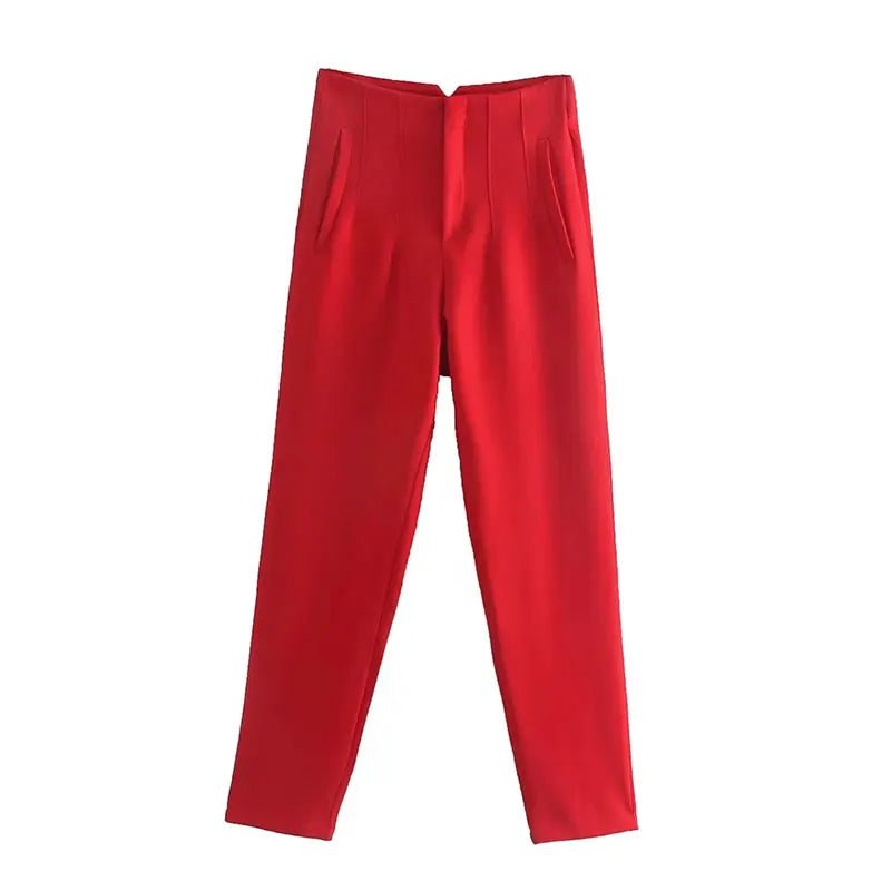 2024 Woman Solid Trouser High Waist Slim Zipper Fly Long Pants Female Wild Commute Office Lady Woman Pencil Pant Street