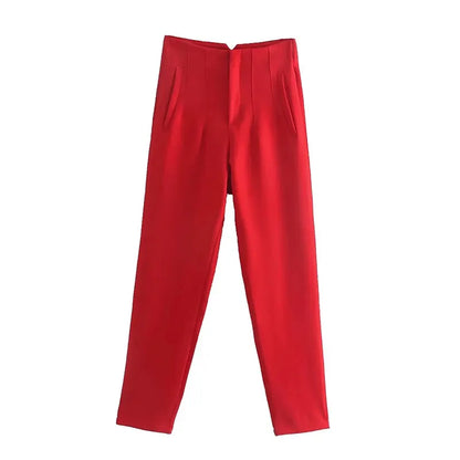 2024 Woman Solid Trouser High Waist Slim Zipper Fly Long Pants Female Wild Commute Office Lady Woman Pencil Pant Street