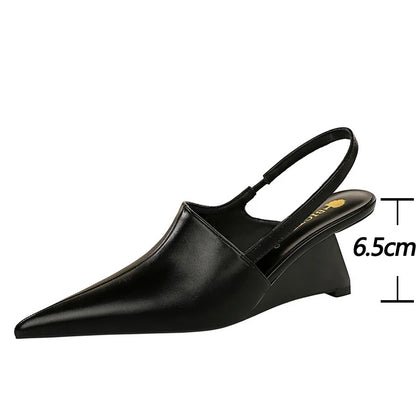 Bigtree Shoes New Designer Wedge Heels Shoes Hollow Back Strap Sandals Women Summer Shoes 2026 Fashion Pointed Tip Women Pumps