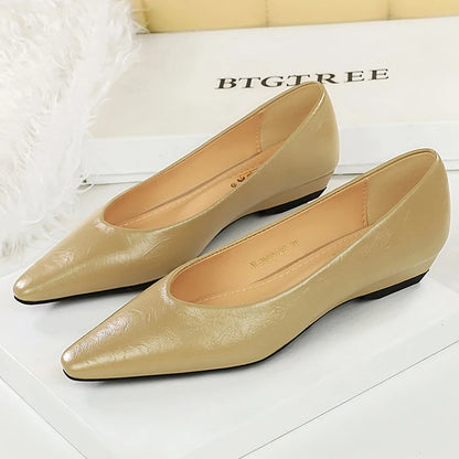 BIGTREE Shoes Low Heeled Women's Shoes Wedge Heels Pointed Tip Ladies Shoes Commuting Professional Women Shoes 5 Color Low Heels
