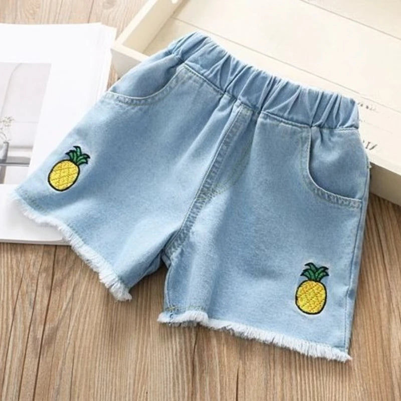 Kids' Trendy Summer Denim Shorts 2026 Lightweight Girls' Casual Clothing Soft Cotton Mix Non Toxic Dye Adjustable Waist