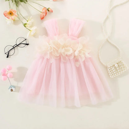 Sweet Baby Girl Wedding Party Evening Dresses Summer Clothes Petal Mesh Birthday Princess Kids Costumes 0 To 3 Years Old Toddler