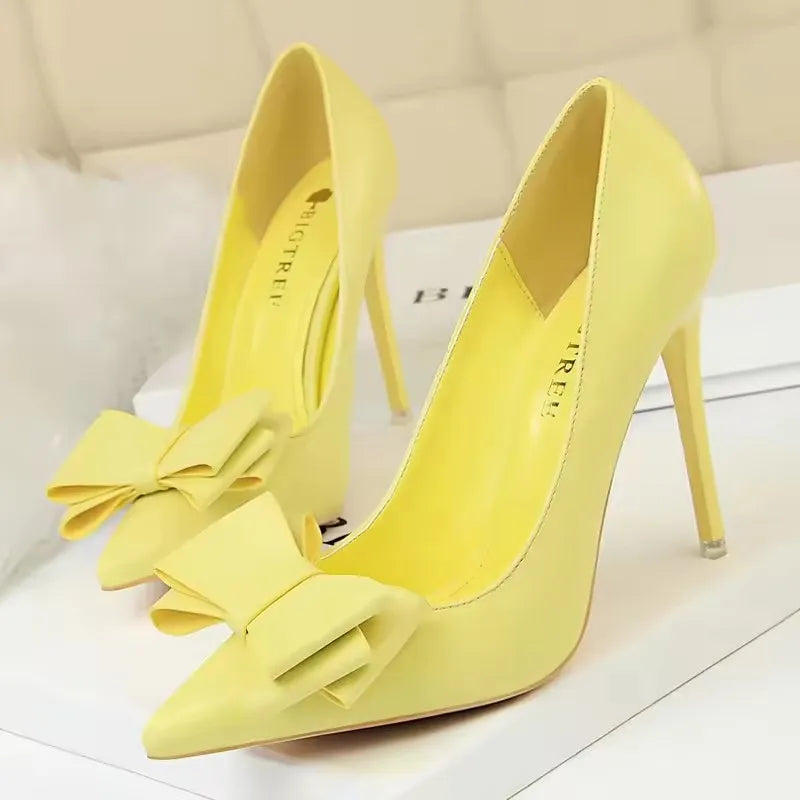 BIGTREE Shoes Bow-knot Pumps Women High Heels 2026 Fashion Women Heels Lady Stiletto Shoes Wedding Shoes Classic Pumps Footwear