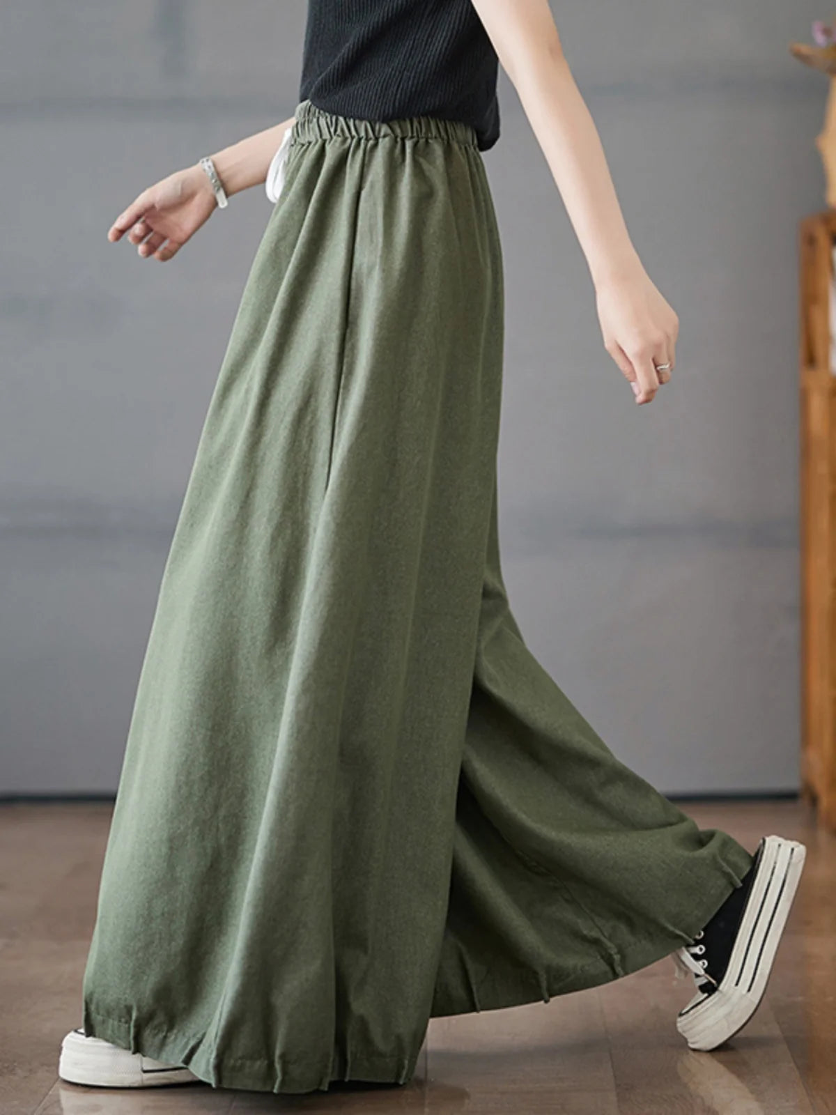 Summer Washed High Waist Wide Leg Jeans Slimming Lantern Pants Casual Trousers Skirts for plus Size Women Thin Cotton Polyest...