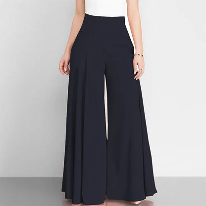 Women's Thin Trousers Zipper Wide Legs Solid Color High Waist Elegant Spring Office Commuting Simple Versatile Casual Pants