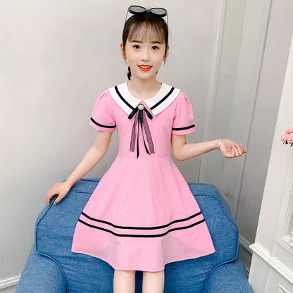 Preppy Style Loose Fit Slimming for Little Girls Child Girl Clothes From 8 12 Years Old Luxury Dresses Casual 2025 Children Kids