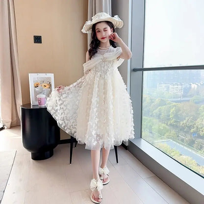 Summer Butterfly Dress Princess Skirt 2025 Girl Clothes 7 8 Years Holiday Girls 3-year-old Dresses Kids Children Girls' Luxury 4