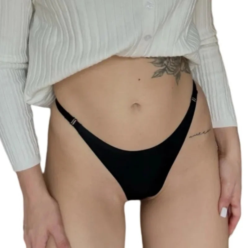 4Pcs/Set Women Ice Silk Low Rise Briefs with Decorative Side Buckle Sexy Brazilian Panties Seamless Underwear Lingerie S-XL