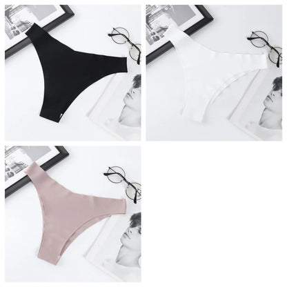 3Pcs/Set Women Ice Silk Panties V-Waist Low Rise Briefs Seamless Underwear Female Quick-Drying Underpants Sexy Lingerie S-L