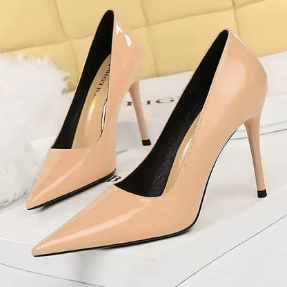 BIGTREE Shoes Pointed Toe Red Women Pumps Patent Leather High Heels Occupational OL Office Shoes Stiletto Female Heels Shoes