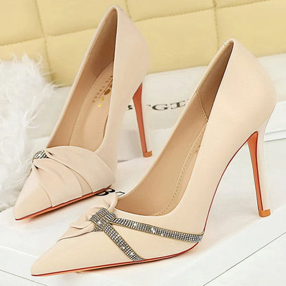 BIGTREE Shoes New Rhinestone Design Women Pumps Stilettos Heels 7 cm 10 cm Fashion High Heels Sexy Party Shoes Large Size 43