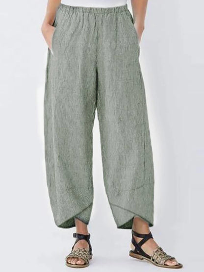 Vintage Cotton and Linen Loose Harem Pants Casual High Waist Wide Leg Trousers Women Harajuku Printed Baggy Pants Oversized