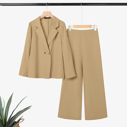 ZANZEA Women's Elegant Pant Suits Office Wear Long Sleeve Blazer and Wide Leg Pants 2 Piece Sets Woman Casual Lightweight Outfit