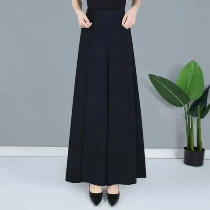 Ladies Ice Silk Wide Leg Pants Draped Thin Summer New Sle Casual High Waist Long Trousers for Middle-Aged Mothers