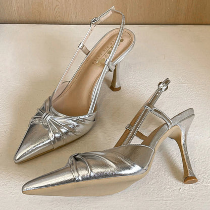 BIGTREE Shoes New Bowknot High Heels Pointed Tip Women Pumps Summer High-Heeled Sandals Women Shoes Buckle Stiletto Heels 9 Cm
