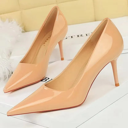 BIGTREE Shoes Patent Leather Women Pumps Sexy High Heels Pointed Lady Party Shoes Stilettos Women Heels Fashion Wedding Shoes