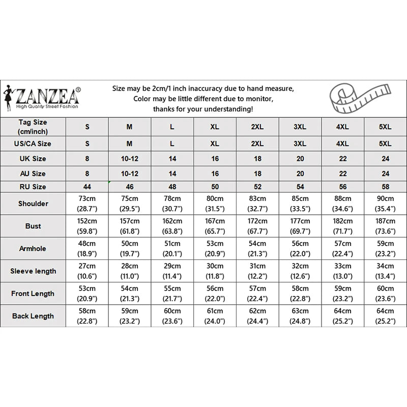 ZANZEA Woman Casual Chic Pleated High-Low Blouses Peter-Pan Collar Half Sleeves Contrast-Color Tops 2026 Summer Blusas de Mujer