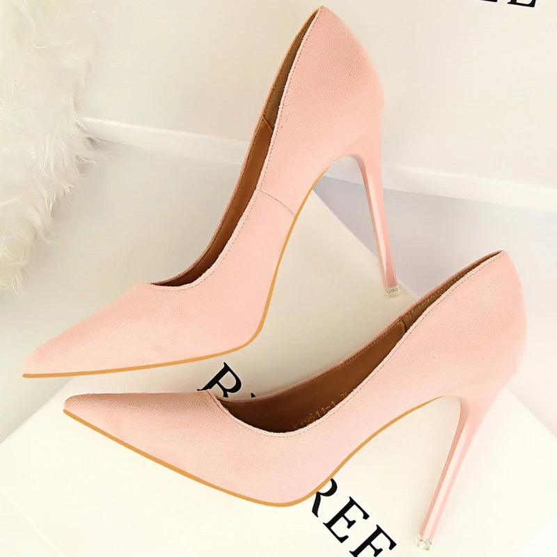 BIGTREE Shoes Classic High Heels Woman Pumps Sexy Office Shoes Stiletto Heels Fashion Large Size Women Heels Pumps Grey Green