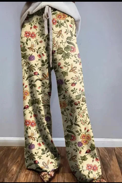 Women's New High Waist Loose Casual Wide Leg Print Pants Summer Beach EU US Style Comfy Flowy Trousers
