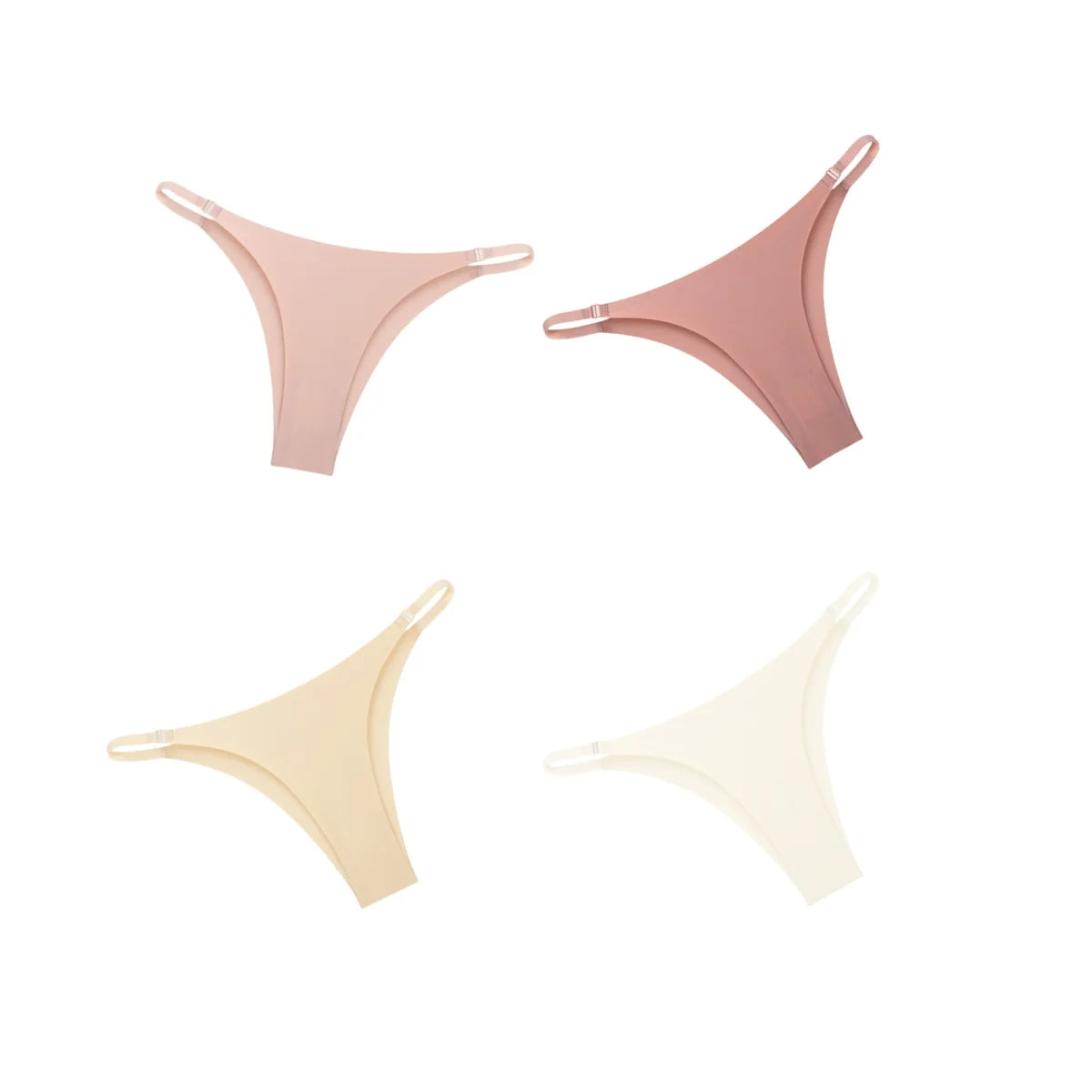 4Pcs/Set Women Ice Silk Low Rise Briefs with Decorative Side Buckle Sexy Brazilian Panties Seamless Underwear Lingerie S-XL