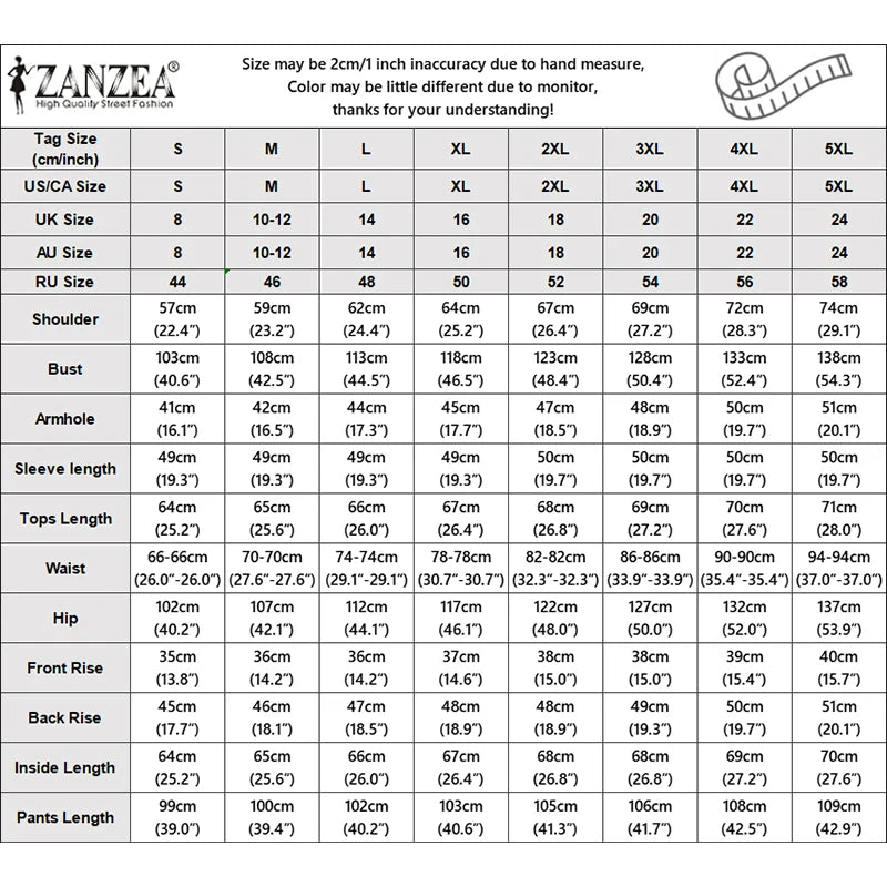 Autumn Outfits ZANZEA Women Casual Long Sleeve Stripe Patchwork Tops Shirt Elastic Waist Trousers Suit Muslim Matching Sets