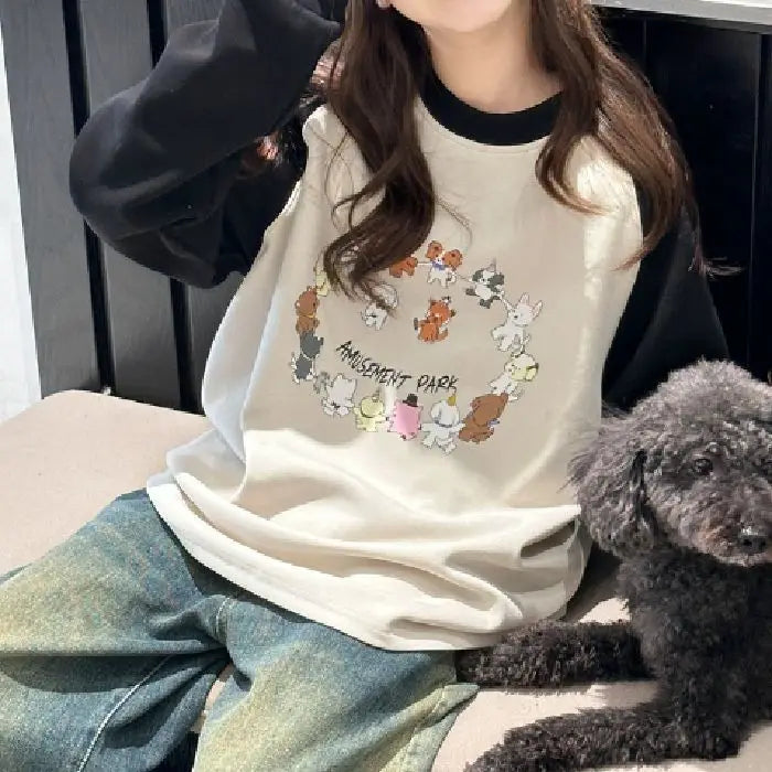 Cartoon Elementary Girl Spring Autumn Clothes T-shirt Teen Teenage Wear Children's Clothing From 8 To 12 Years Girls 11 Old Top