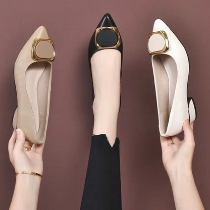 Women Pointed Toe Square Heel Shoes Chunky Heels Casual Slip on Lady High Quality Comfort Party Wedding 2024 Summer Pumps