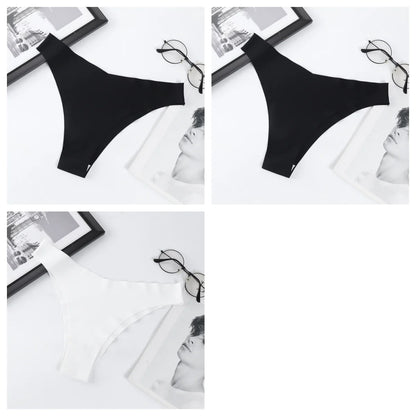 3Pcs/Set Women Ice Silk Panties V-Waist Low Rise Briefs Seamless Underwear Female Quick-Drying Underpants Sexy Lingerie S-L