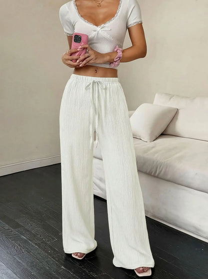 Elegant Women's Casual Versatile Solid-Color Wide-Leg Pants