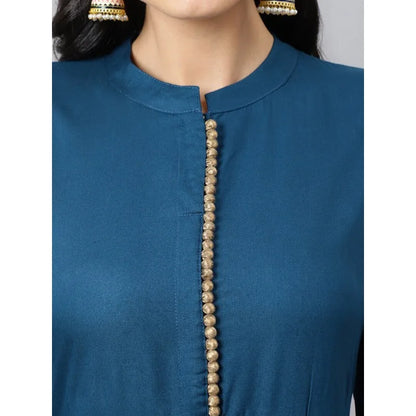 Indian Ethnic Wear Women Kurta Set Blue Printed Cotton Silk Suit Summer Traditional Salwar Kameez 3pcs Sets Breathable Outfit